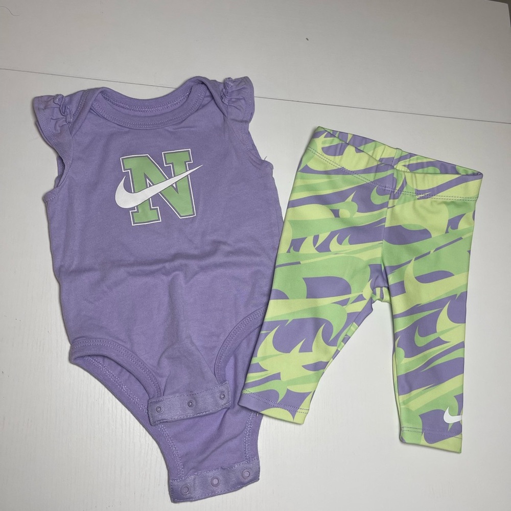 Nike Purple and Green outfit with Dri-FIT Leggings